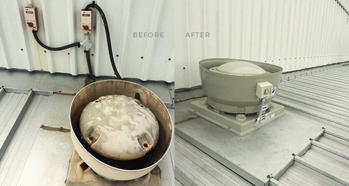 Roof fan installation and replacement work